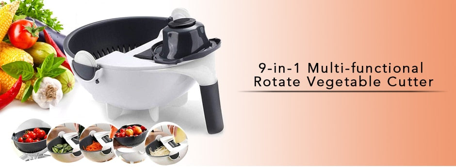 Multifunctional Vegetable Slicer 9 In 1 Rotate Vegetable Cutter With